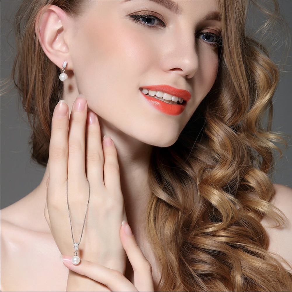 Sterling Silver Pearl Drop Earrings - Picture 6 of 8